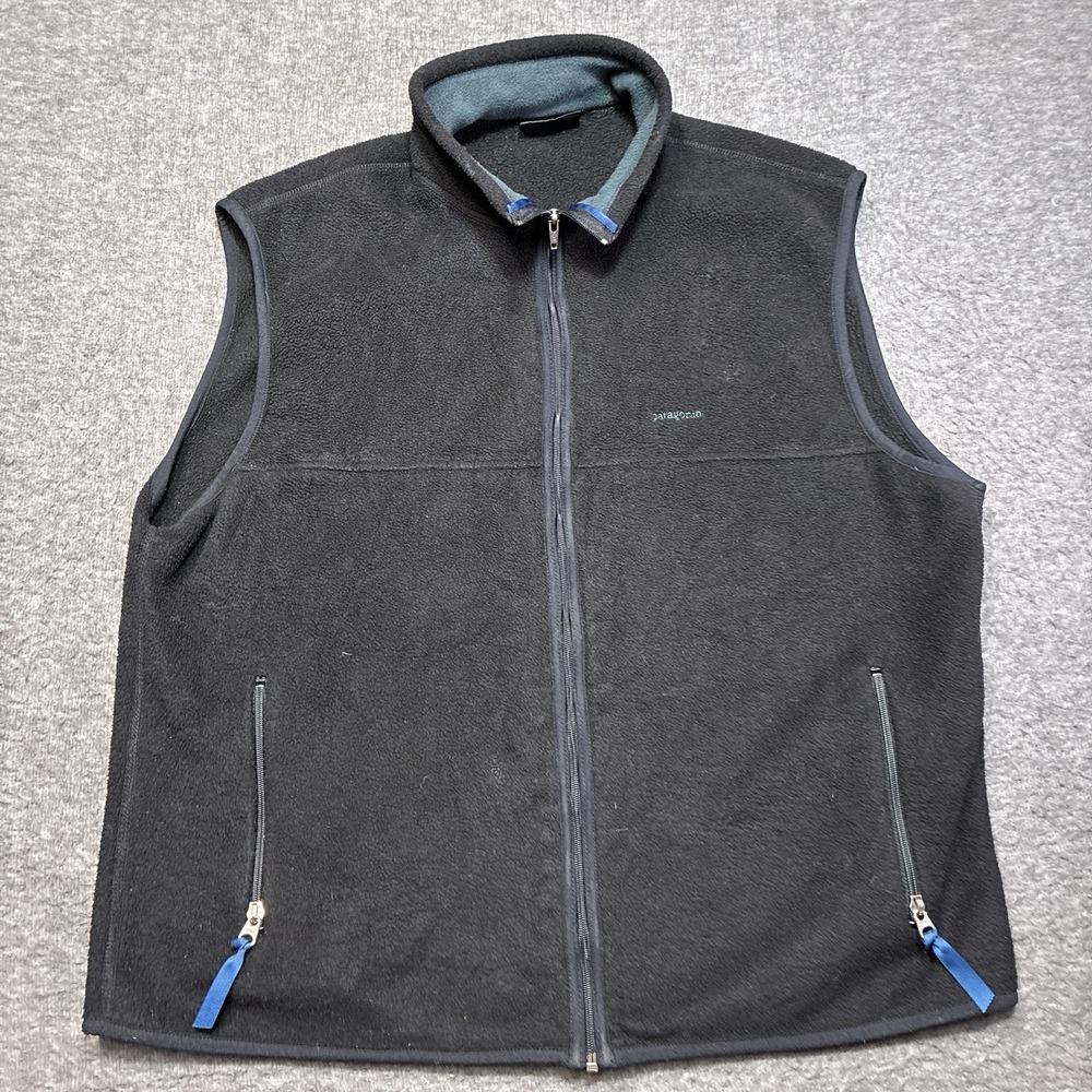 Vintage Patagonia‎ Synchilla Fleece Vest Men XL Black Full Zip Made In USA 90s